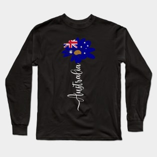 Vintage Australia Sunflower Flag Australia Lover Long Sleeve T-Shirt